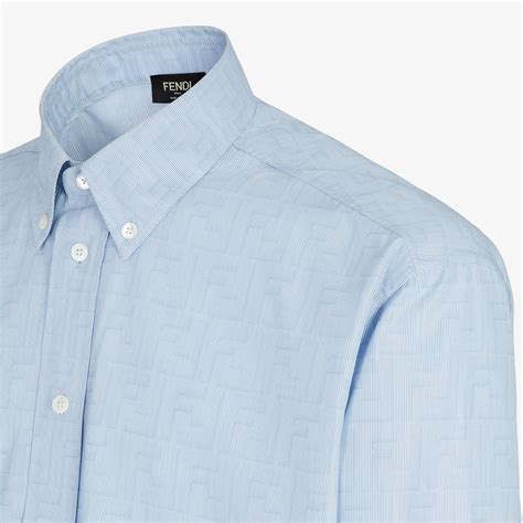 chemise en coton Fendi Hommes VBZTD62070 bleu clair 